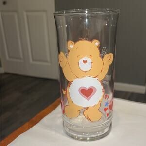 1983 Care Bears Tenderheart Bear Pizza Hut American Greetings 6" VTG Glass